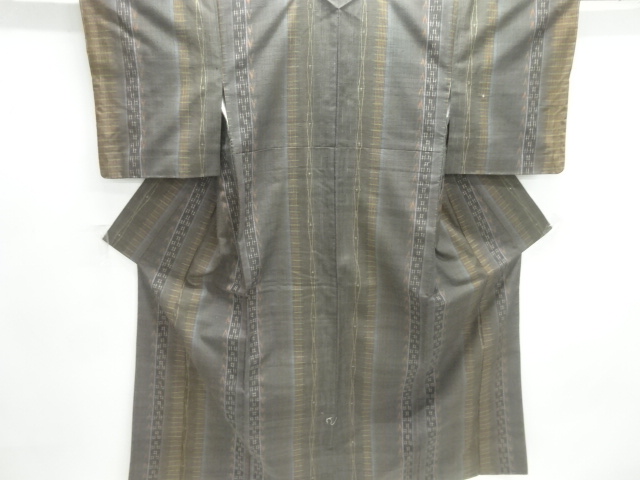 JAPANESE KIMONO / TSUMUGI / UNUSED / WOVEN ABSTRACT STRIPE